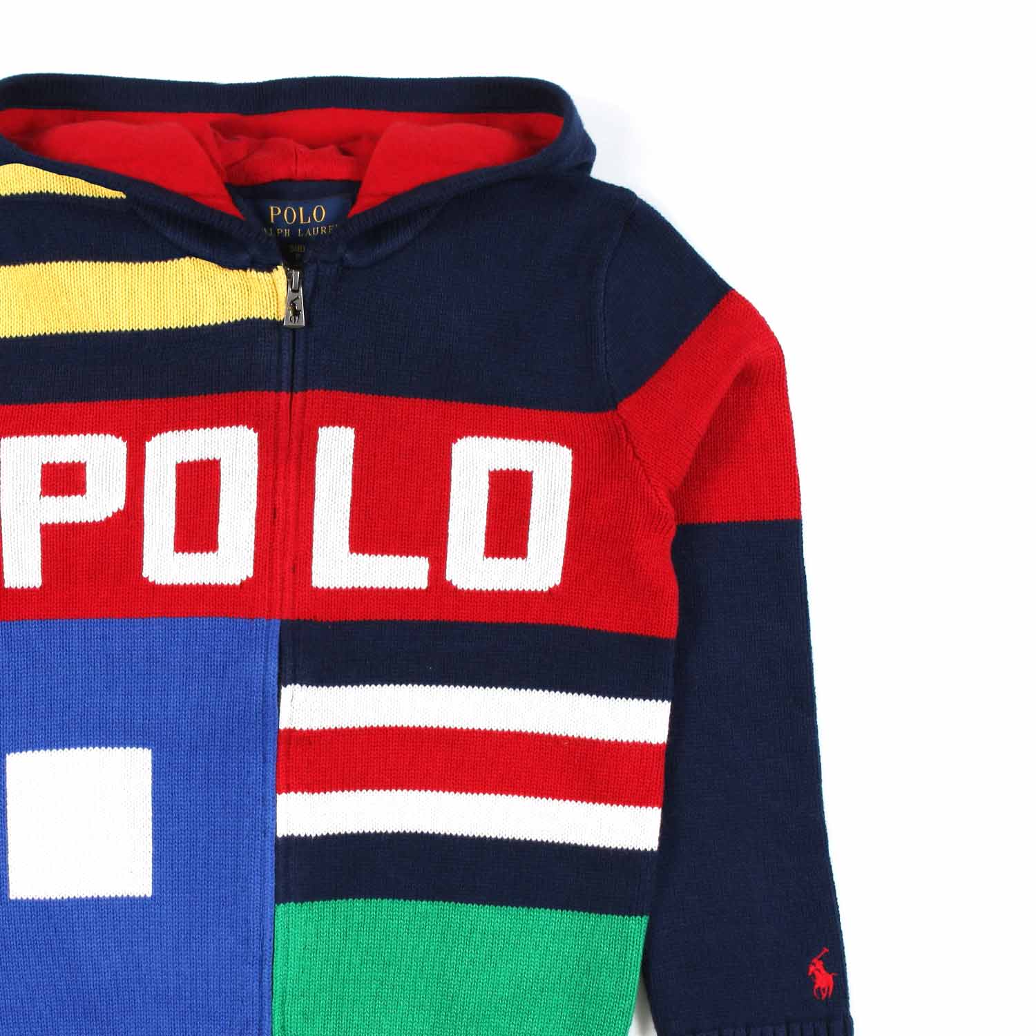 PULLOVER BLU NAVY E MULTICOLOR CON CAPPUCCIO E ZIP - annameglio.com abbigliamento moda