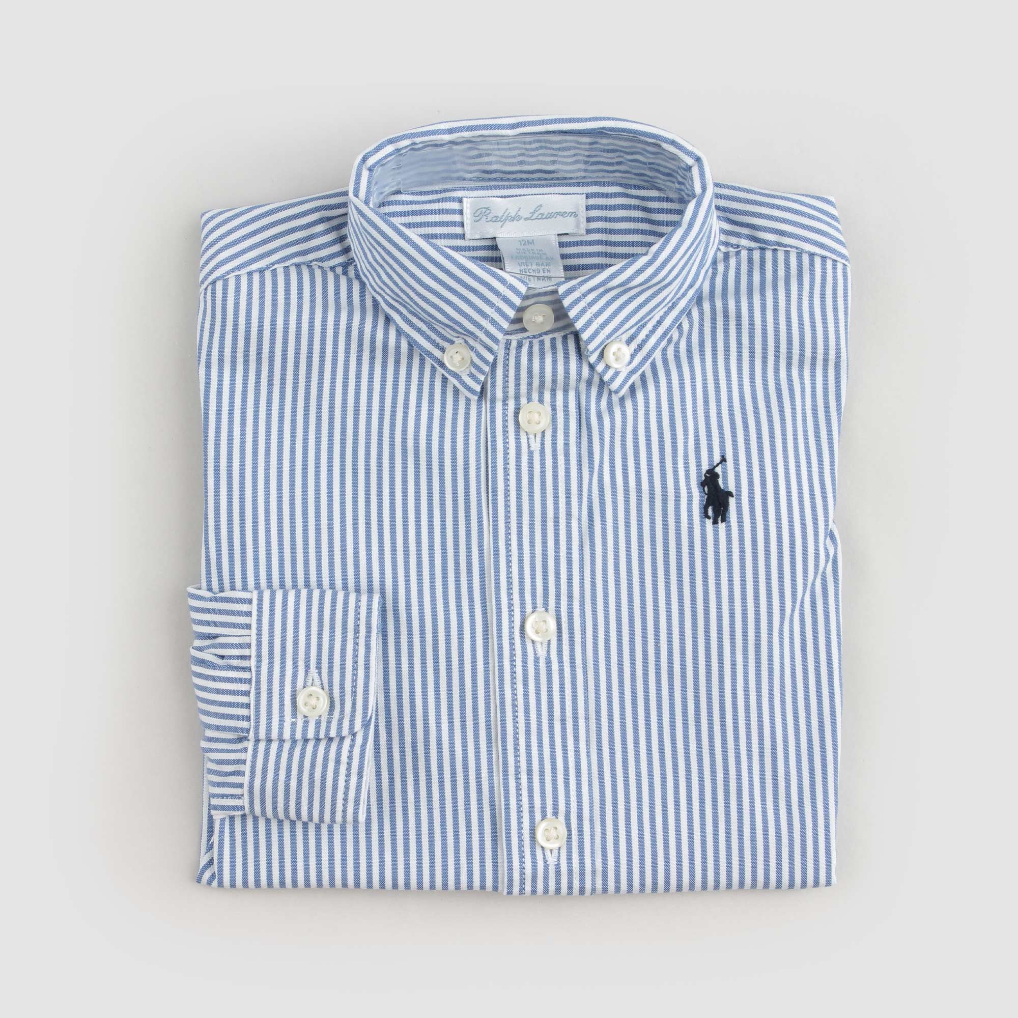 CAMICIA RL BIANCA E BLU A RIGHE BIMBO - annameglio.com abbigliamento moda