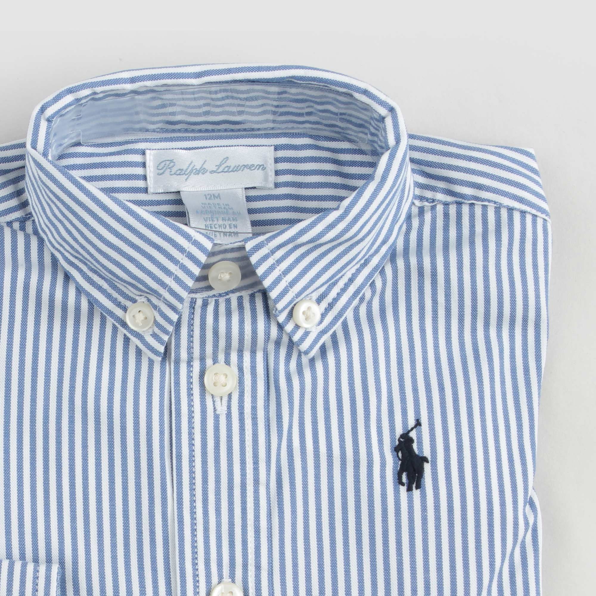 CAMICIA RL BIANCA E BLU A RIGHE BIMBO - annameglio.com abbigliamento moda