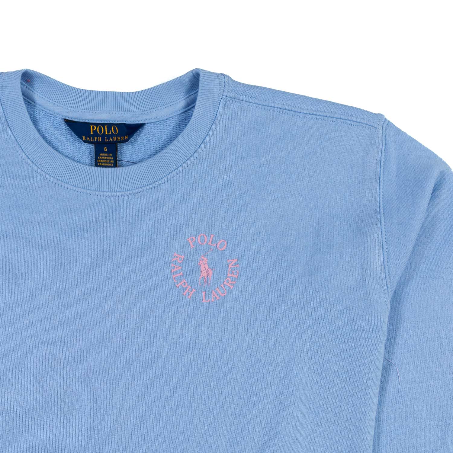 FELPA RL CELESTTE CON LOGO ROSA BAMBINA E TEENAGER - annameglio.com abbigliamento moda