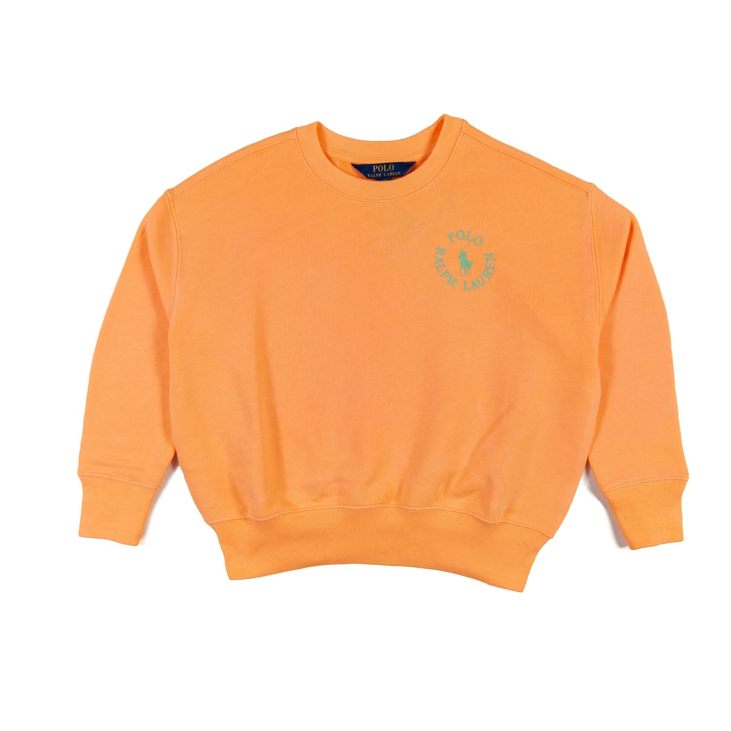 FELPA RL ARANCIONE CON LOGO VERDE BAMBINA TEENAGER - annameglio.com abbigliamento moda