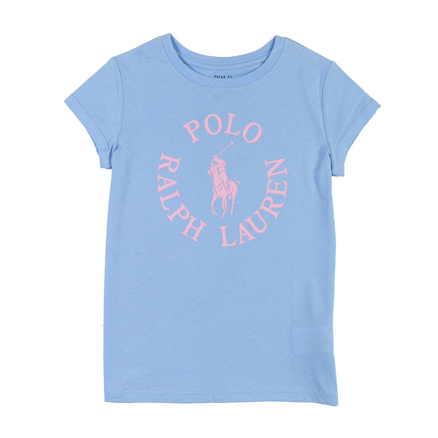 T-SHIRT CELESTE CON STAMPA LOGO ROSA BAMBINA TEEN - annameglio.com abbigliamento moda