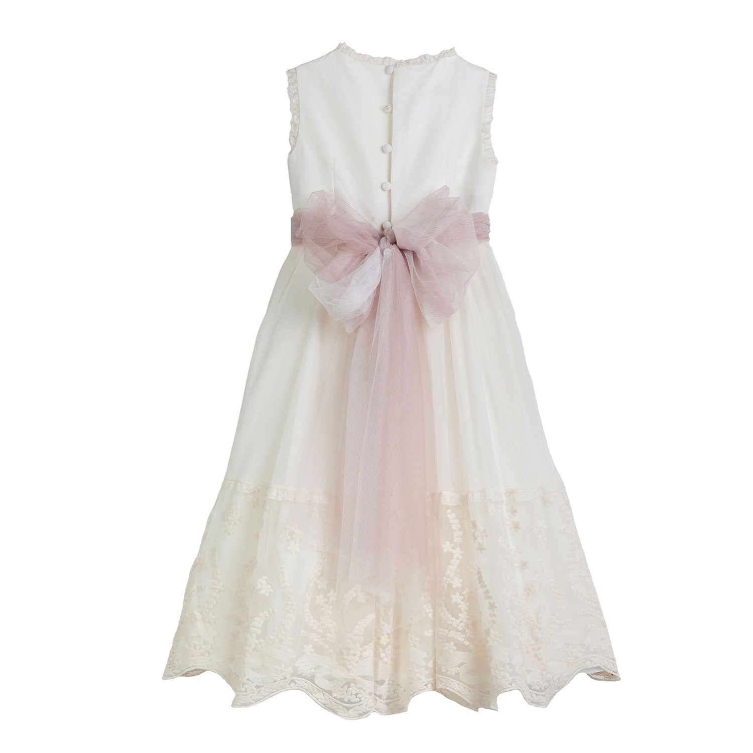 ABITO SMANICATO BIANCO NATURALE CON CINTURA ROSA - annameglio.com abbigliamento moda