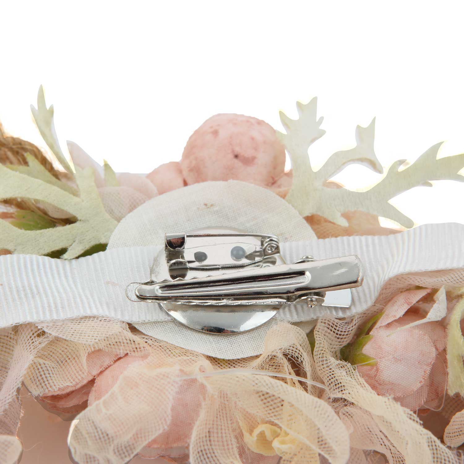 FERMAGLIO FLOREALE TONI ROSA E VERDE CHIARO - annameglio.com abbigliamento moda