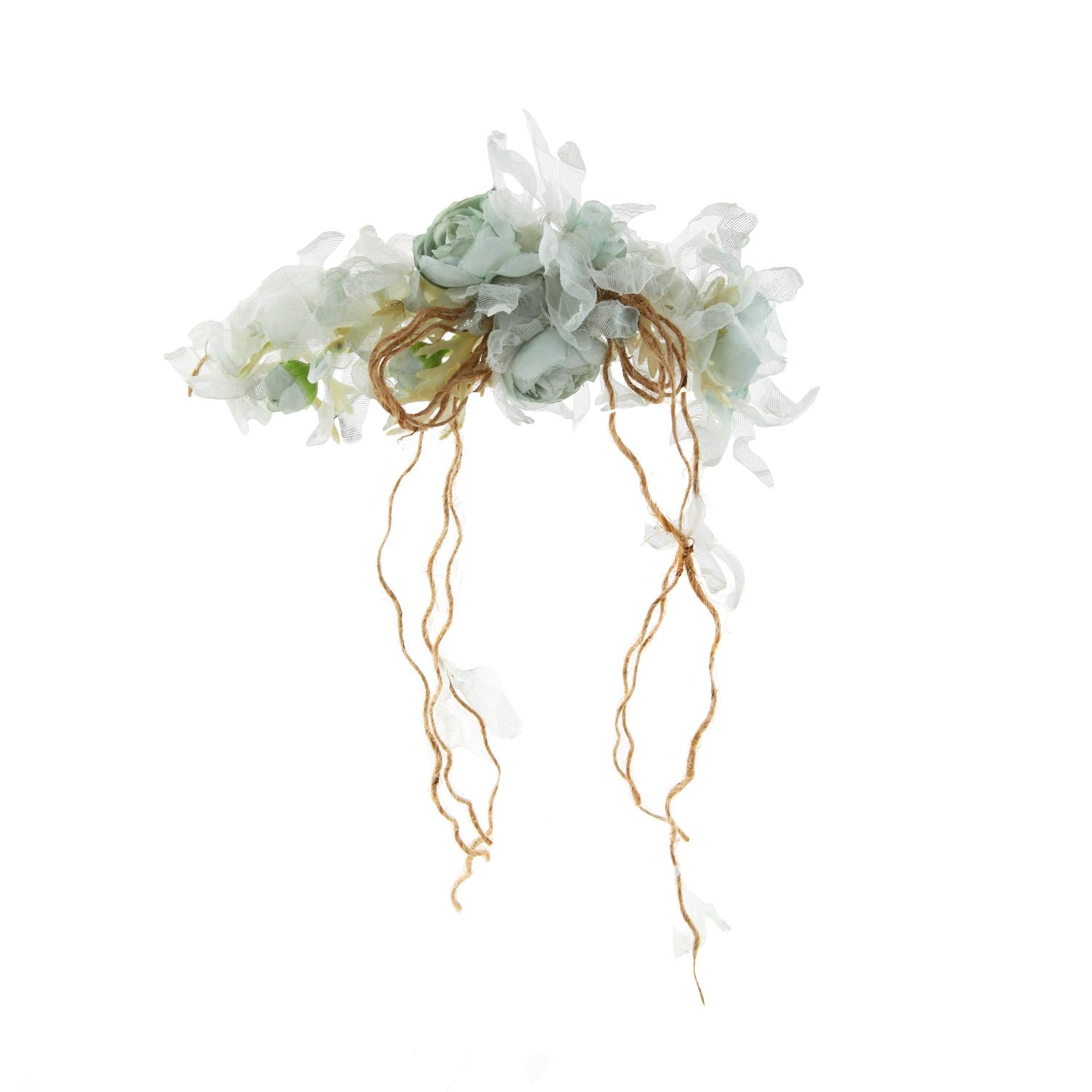 FERMAGLIO FLOREALE ACQUAMARINA E BIANCO - annameglio.com abbigliamento moda