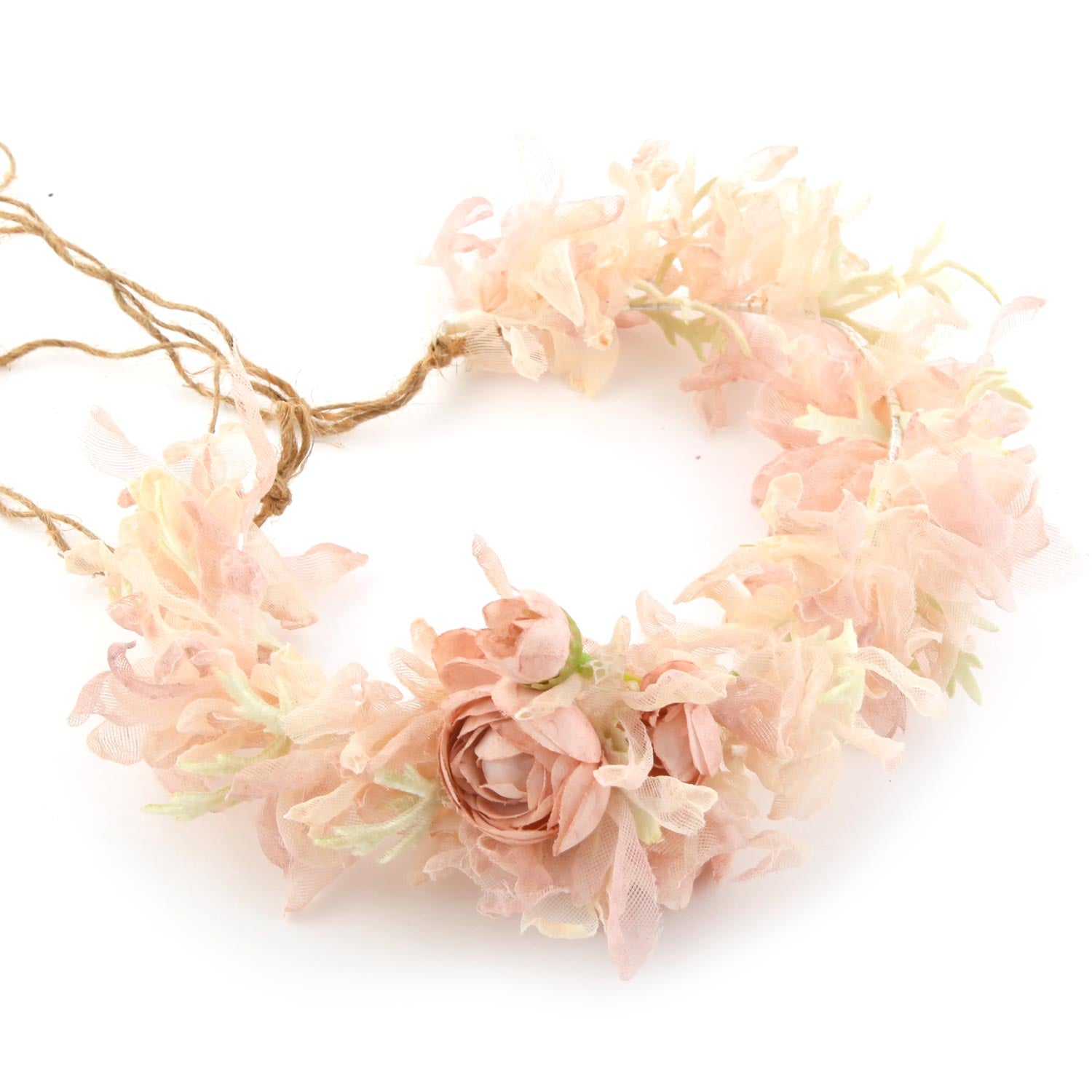 CORONCINA FLOREALE TONI ROSA E VERDE CHIARO - annameglio.com abbigliamento moda