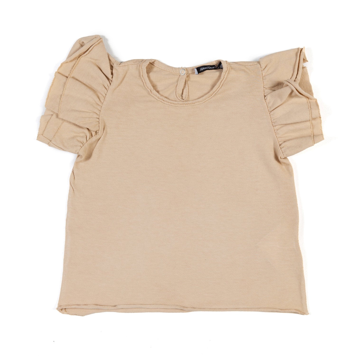 T-SHIRT BEIGE CON ROUCHES BIMBA E NEONATA - annameglio.com abbigliamento moda