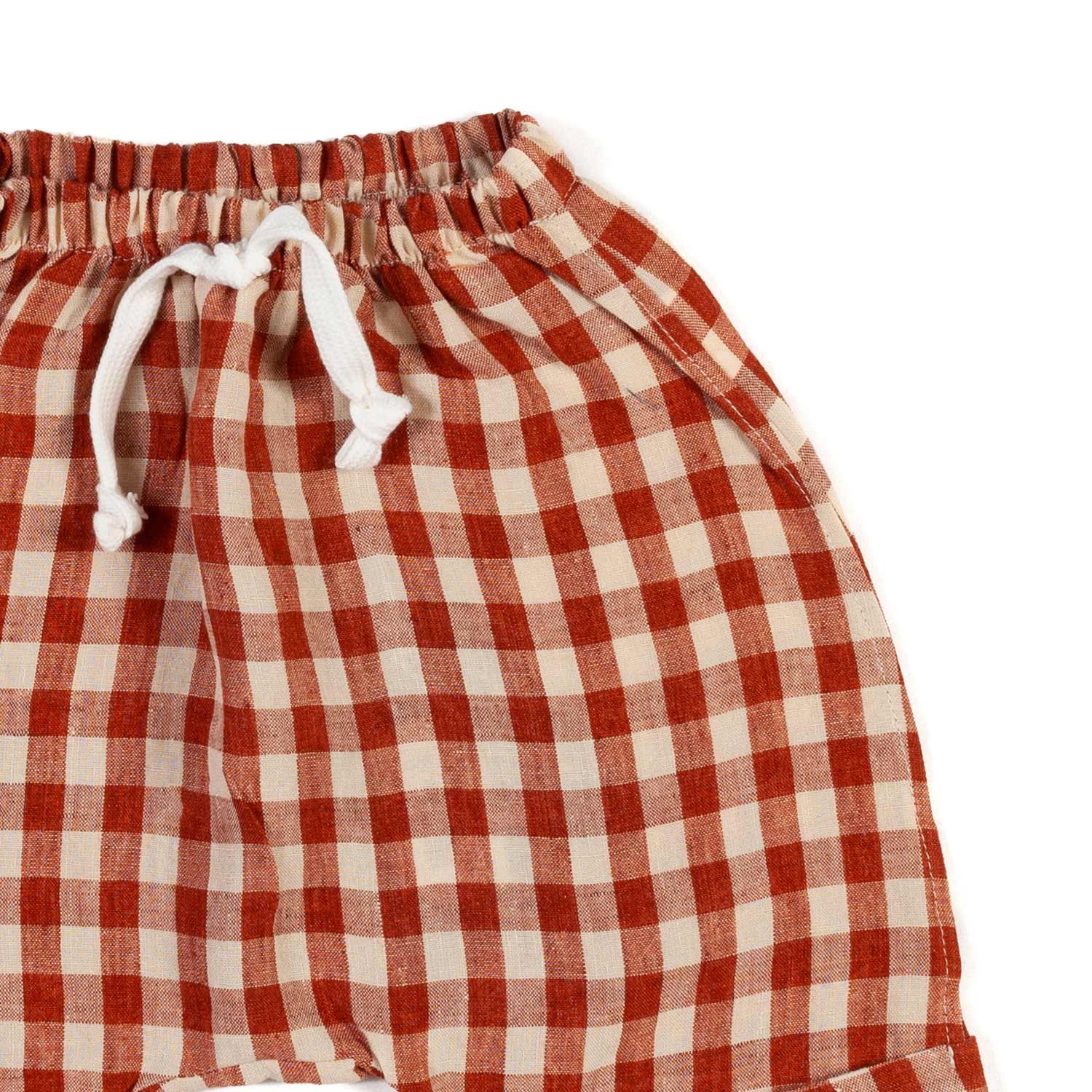 BERMUDA LINO MATTONE E BEIGE VICHY BIMBO E BIMBA - annameglio.com abbigliamento moda