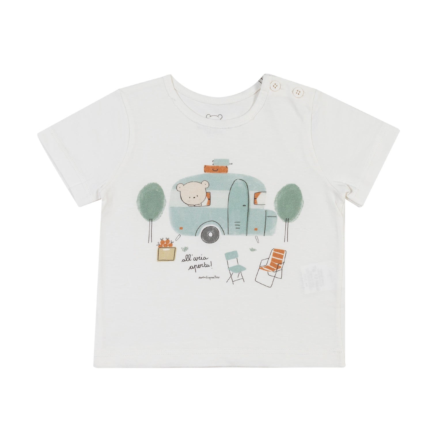 T-SHIRT BIANCA CON STAMPA CAMPER BIMBO E BIMBA - annameglio.com abbigliamento moda