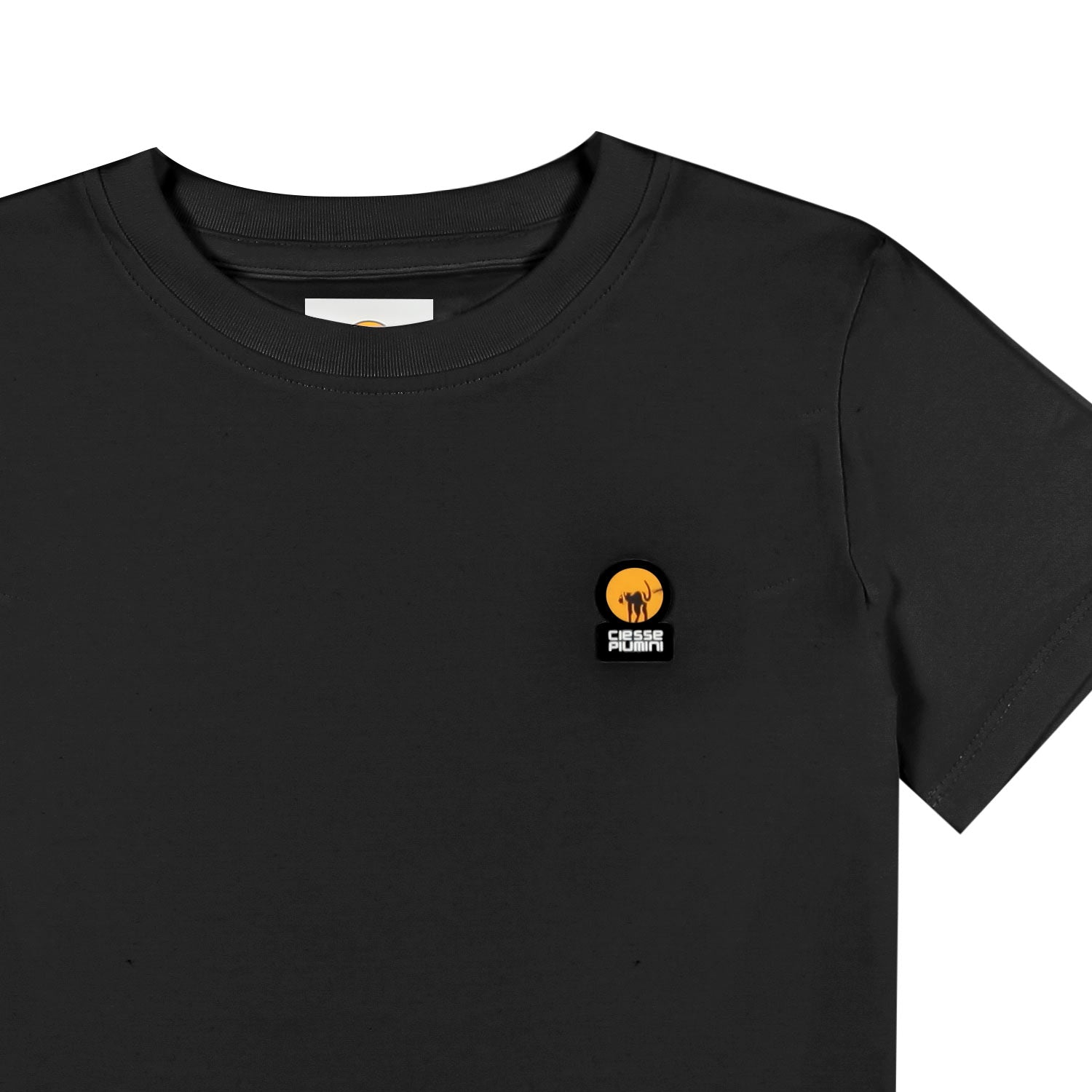 MAGLIETTA NERA CON PATCH LOGO BAMBINO E TEENAGER - annameglio.com abbigliamento moda