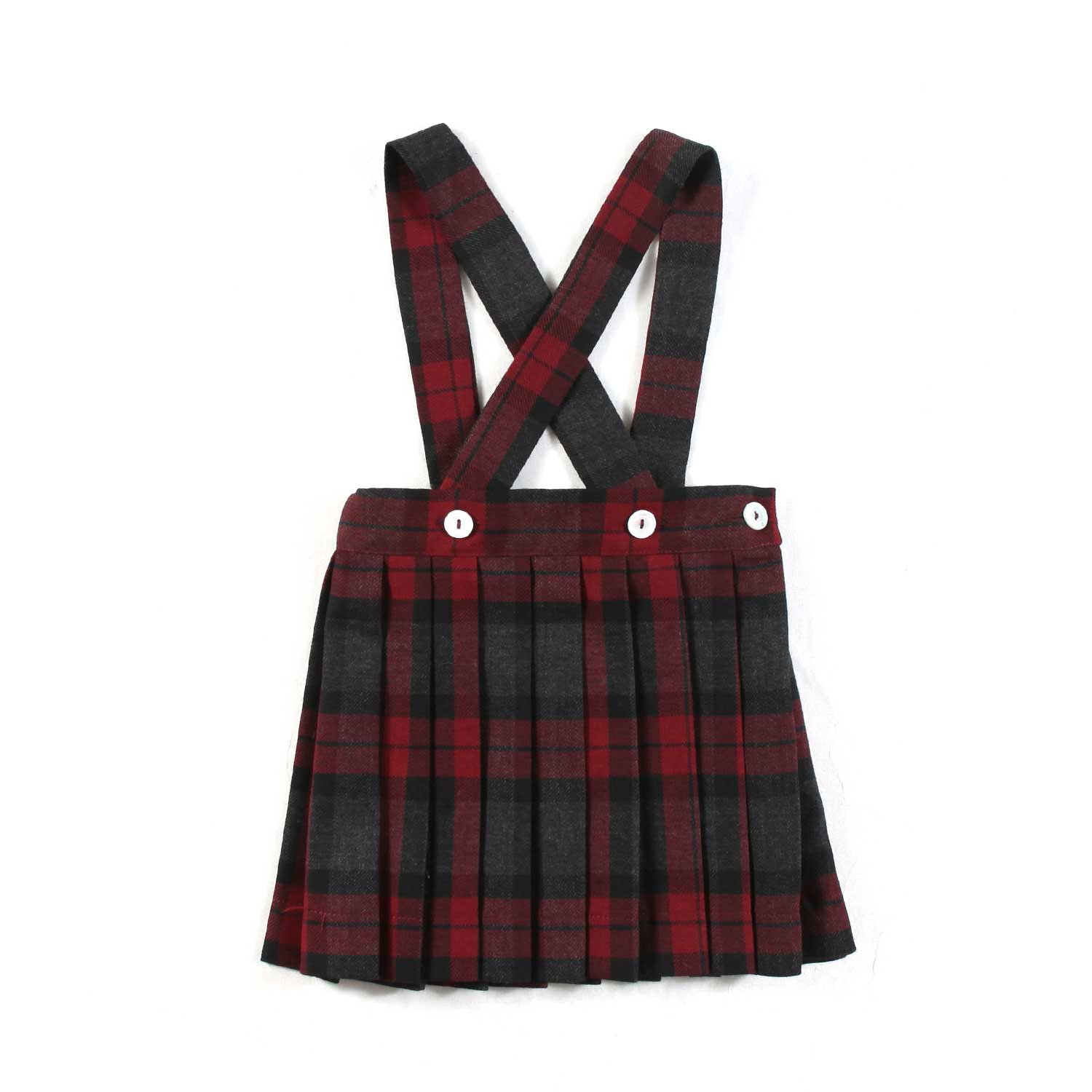 GONNA TARTAN RUBINO CON BRETELLE BIMBA - annameglio.com abbigliamento moda
