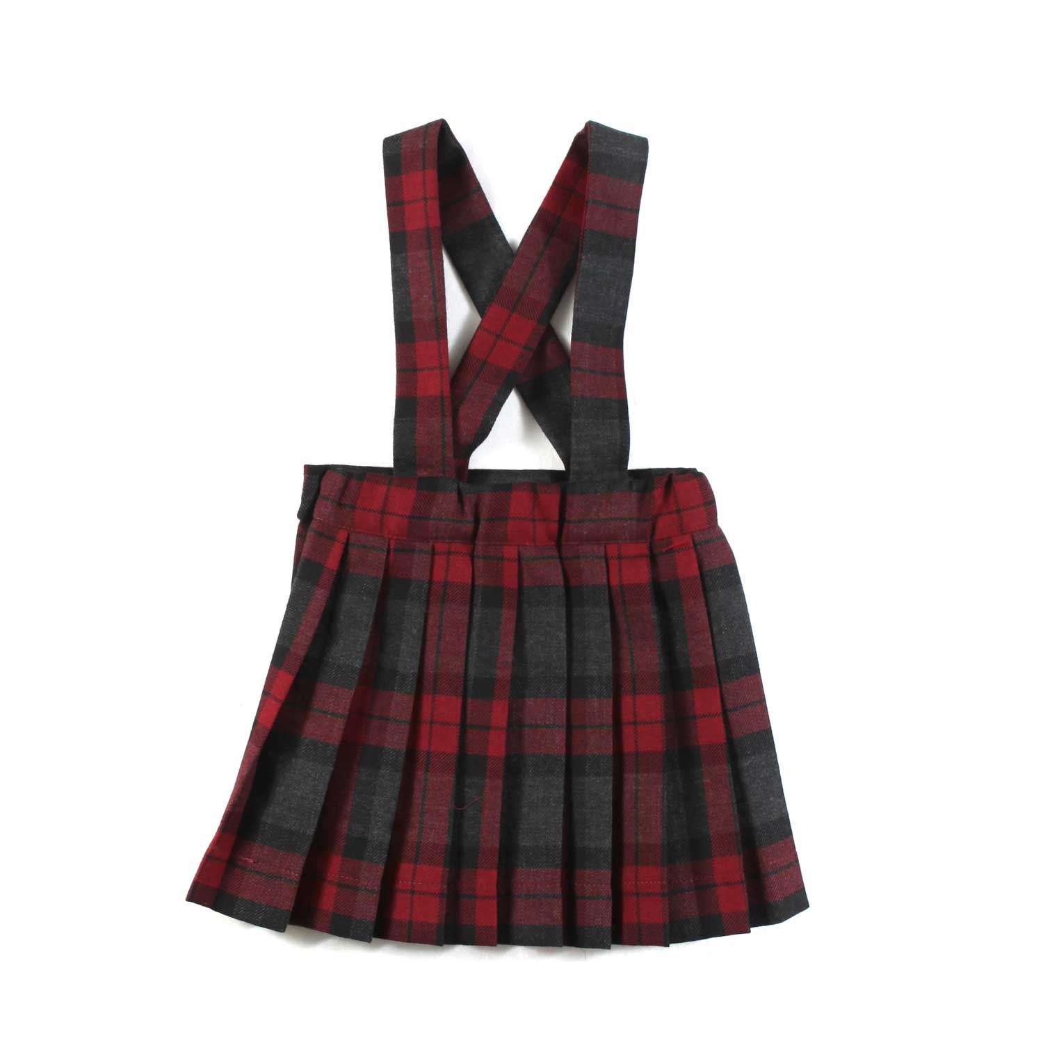 GONNA TARTAN RUBINO CON BRETELLE BIMBA - annameglio.com abbigliamento moda