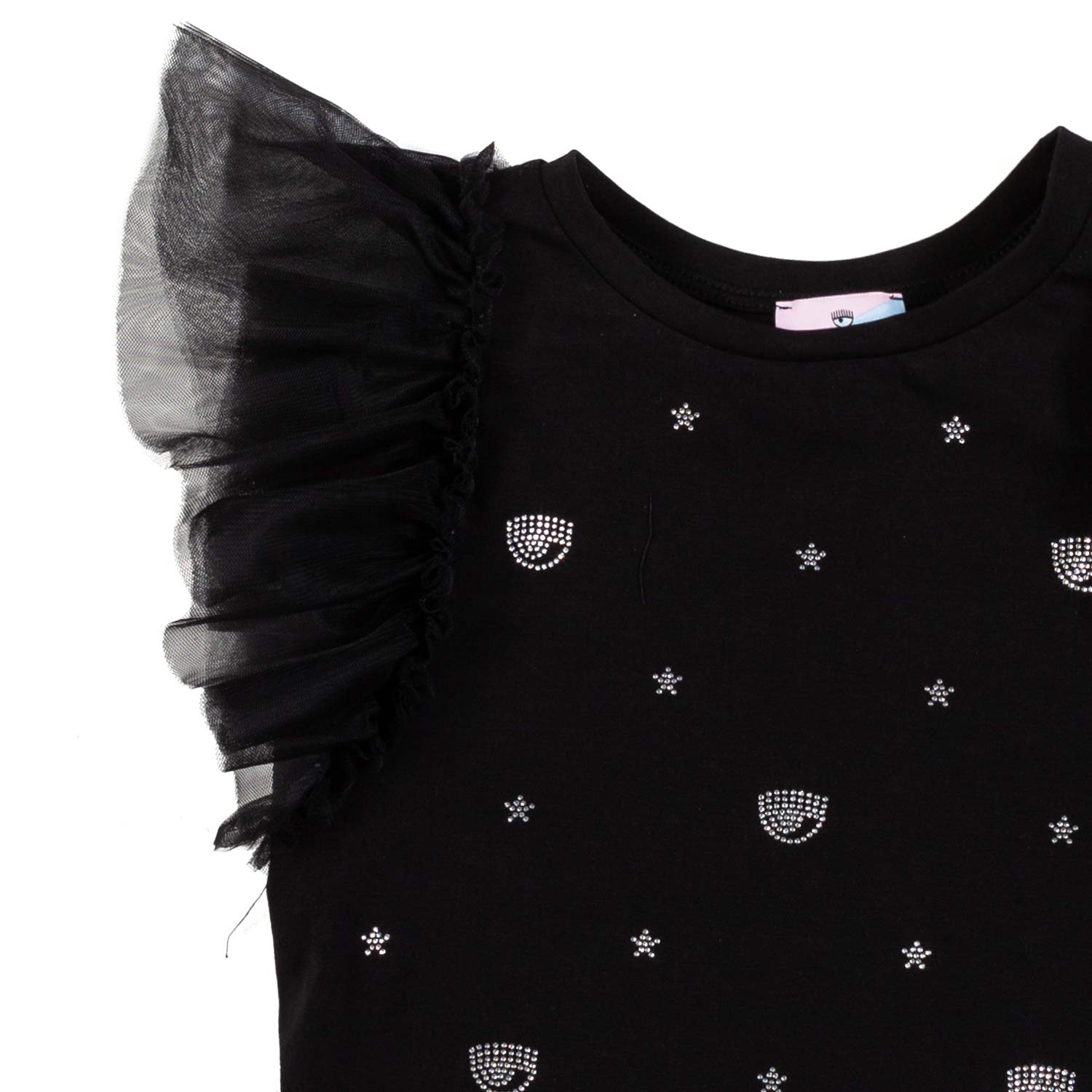 TOP EYE STAR NERO E ARGENTO BAMBINA - annameglio.com abbigliamento moda