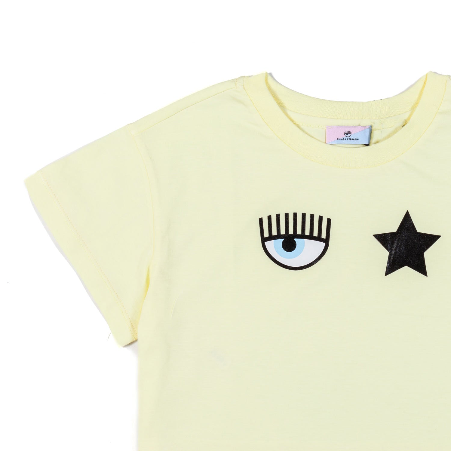 T-shirt cropped eye star gialla - annameglio.com abbigliamento moda