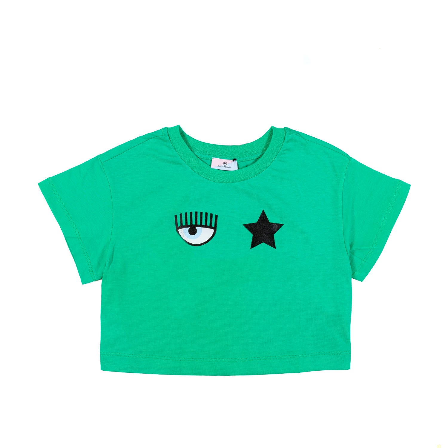 T-shirt cropped eye star verde - annameglio.com abbigliamento moda