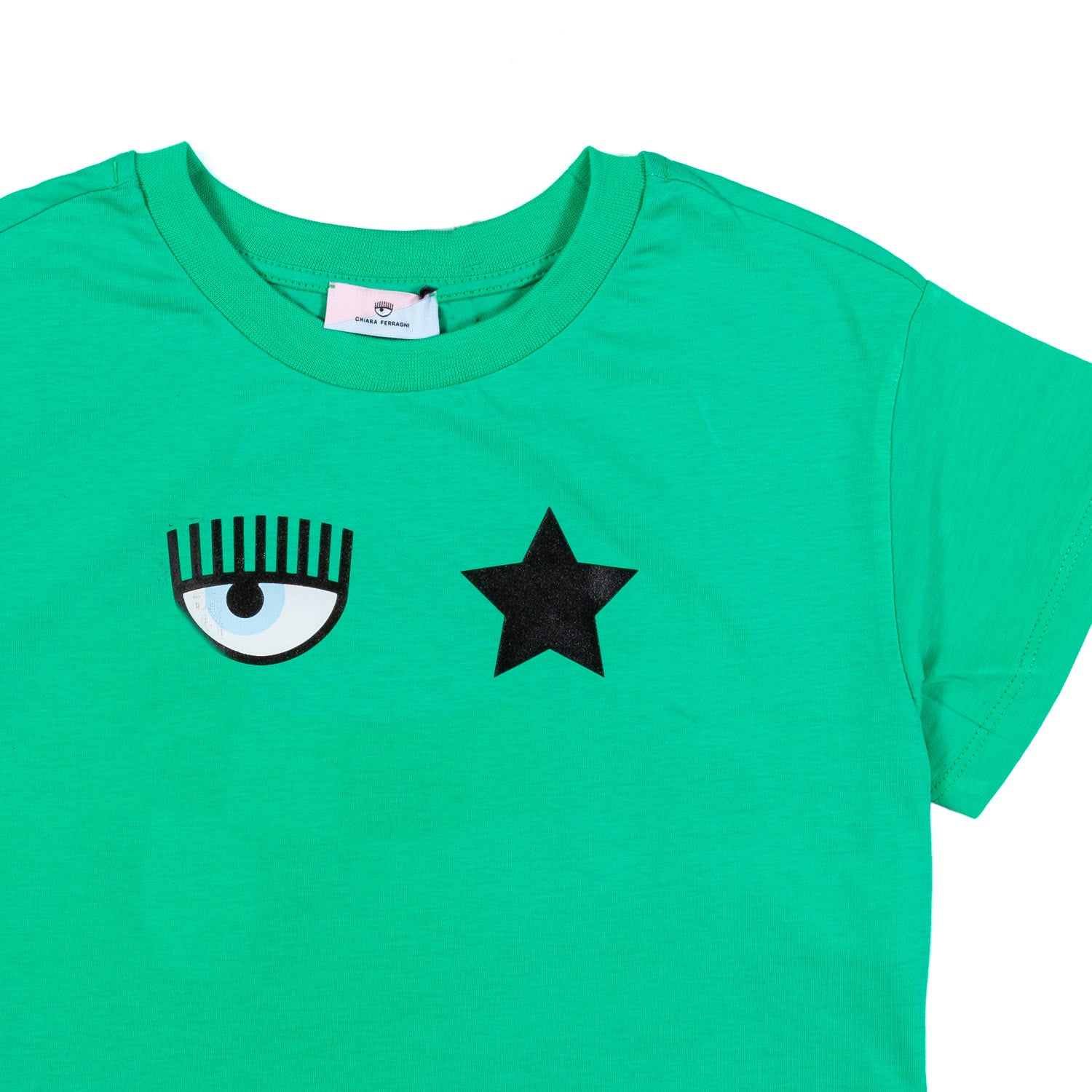 T-shirt cropped eye star verde - annameglio.com abbigliamento moda