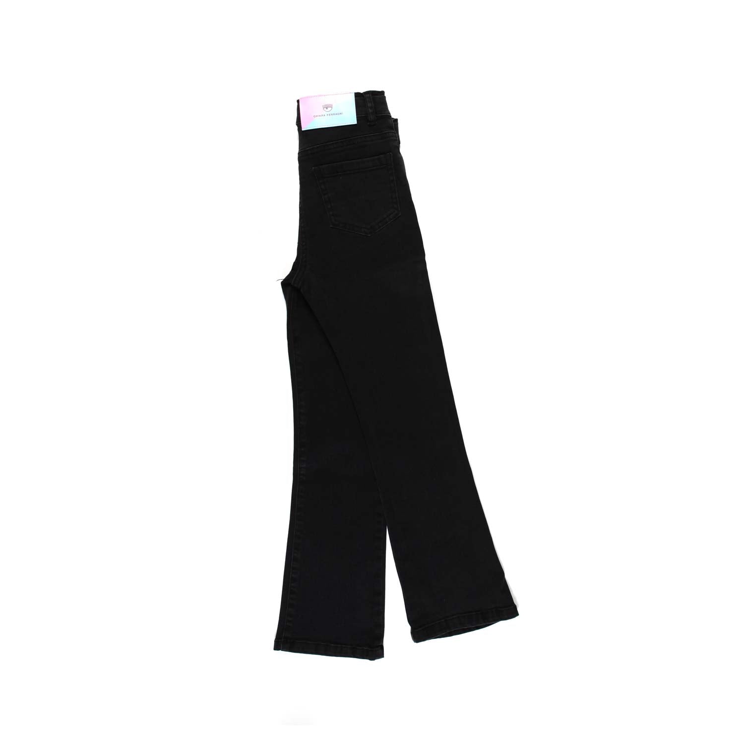 JEANS A TROMBETTA NERI CON PATCH MULTICOLOR - annameglio.com abbigliamento moda