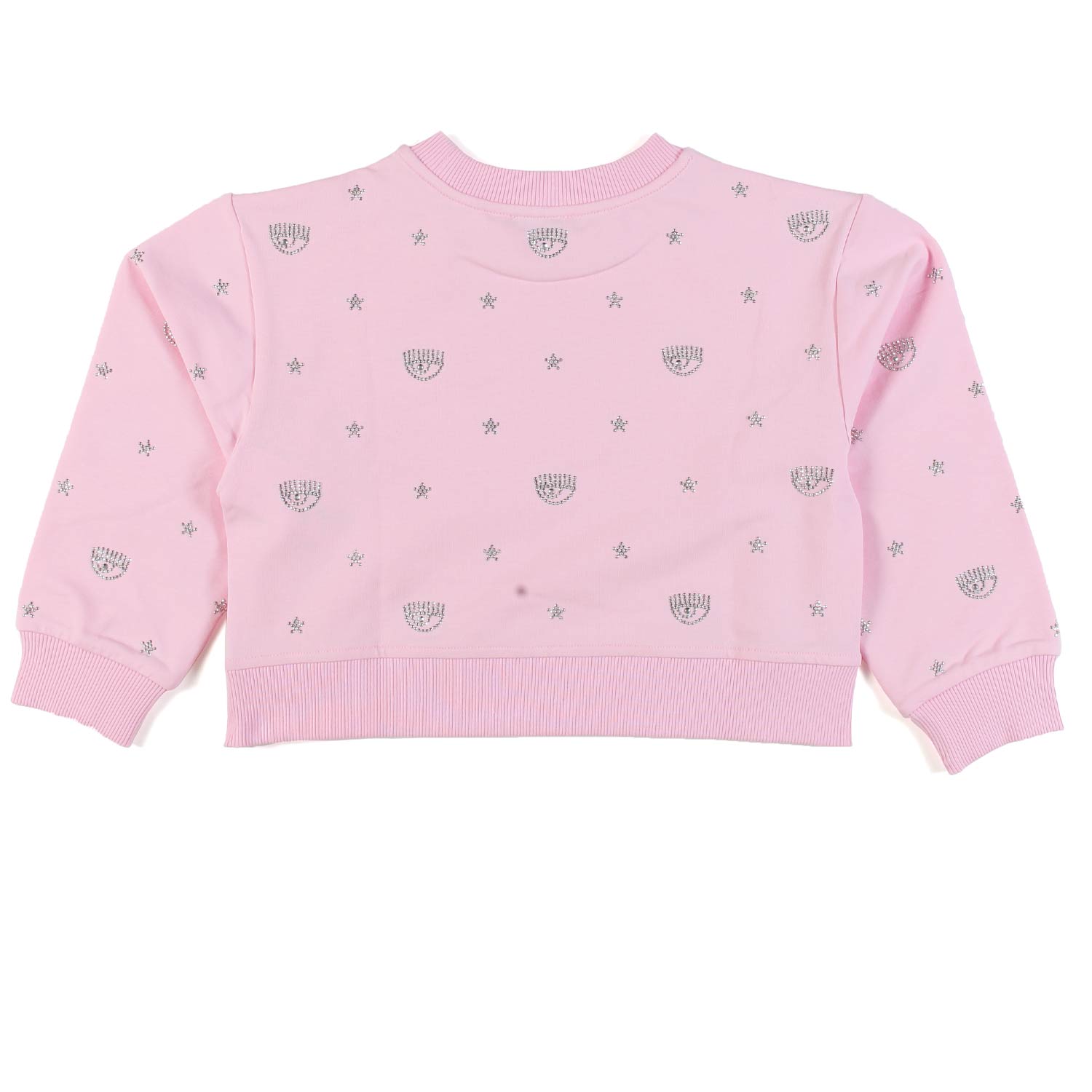 FELPA CROPPED EYE STAR ROSA CON PERLINE BAMBINA - annameglio.com abbigliamento moda