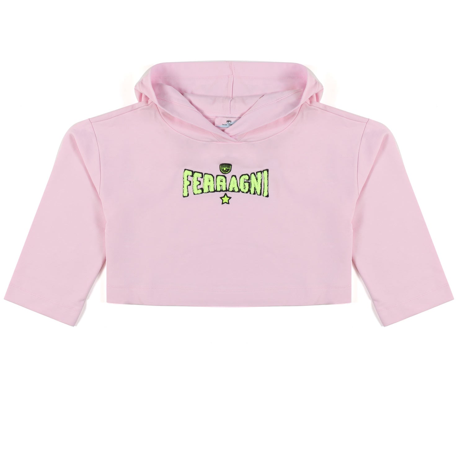 FELPA CROPPED EYE STAR ROSA CON CAPPUCCIO BAMBINA - annameglio.com abbigliamento moda