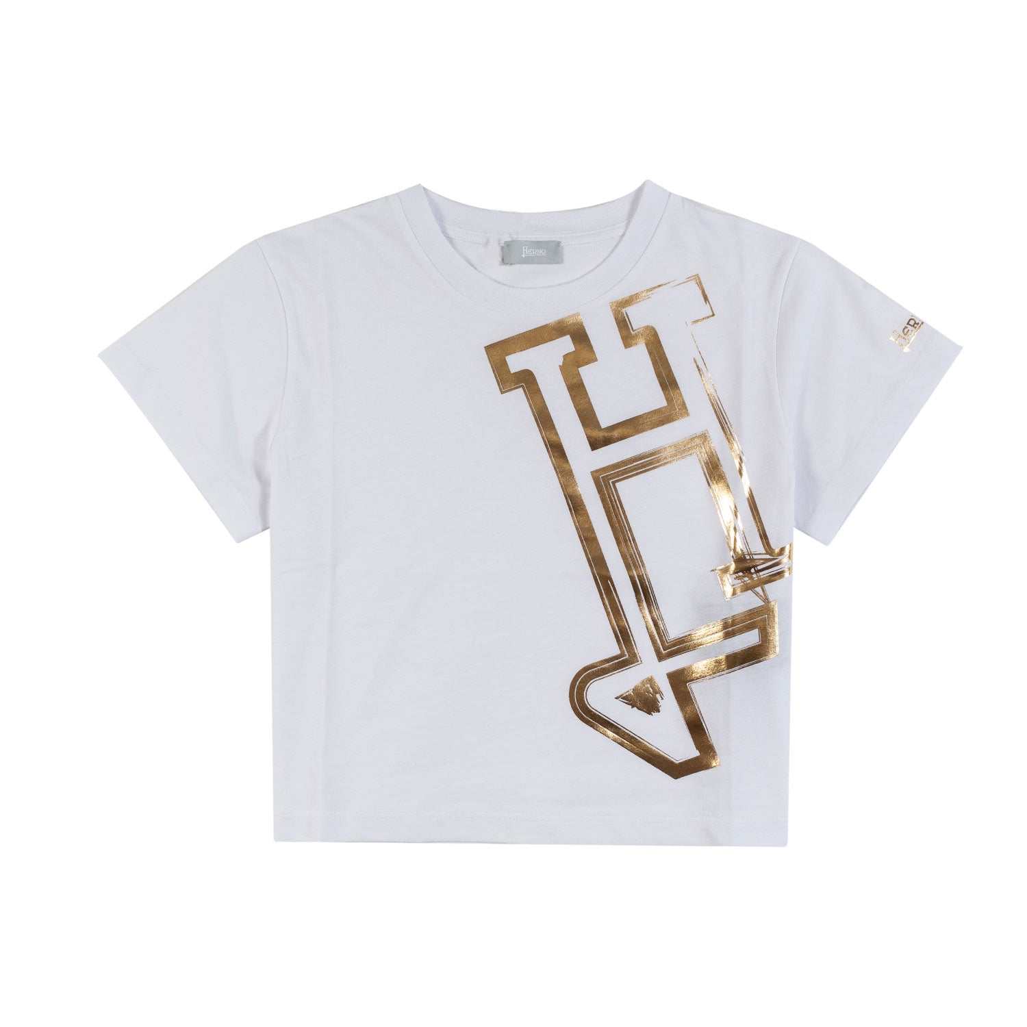 T-SHIRT BOXY BIANCA CON LOGO ORO BAMBINA E RAGAZZA - annameglio.com abbigliamento moda