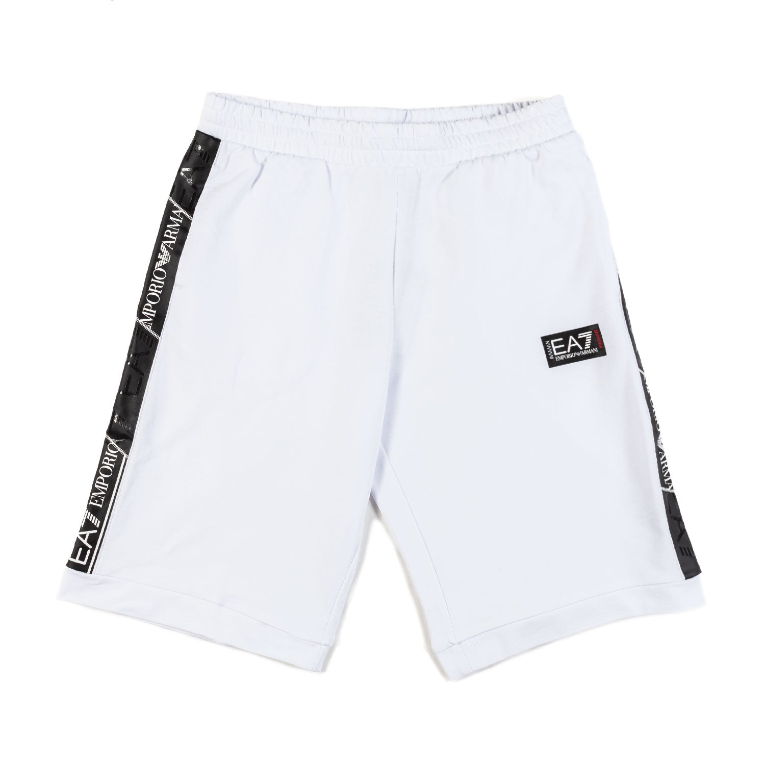 SHORTS FELPA BIANCO CON LOGO TAPE EA7 NERO - annameglio.com abbigliamento moda