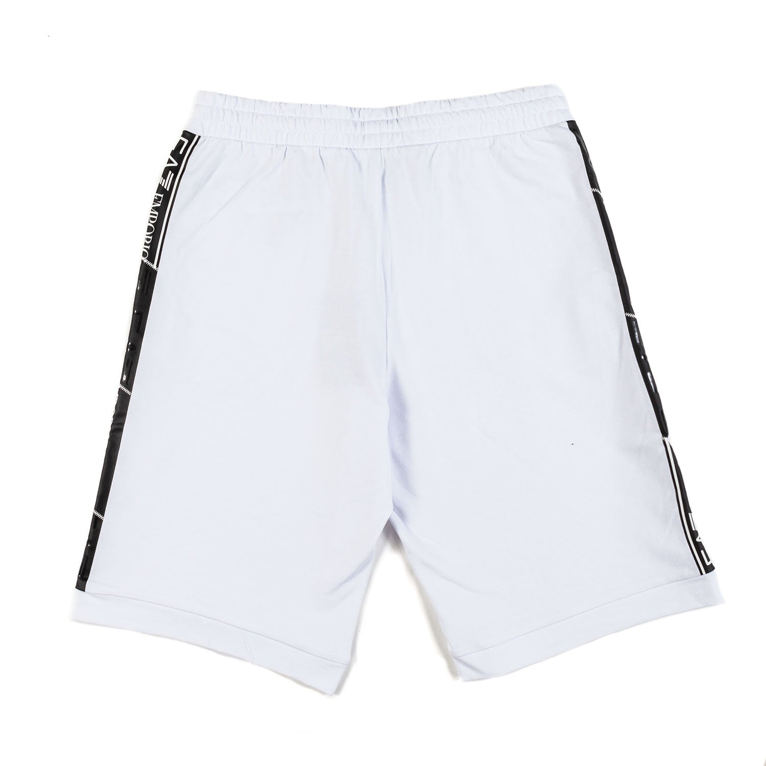 SHORTS FELPA BIANCO CON LOGO TAPE EA7 NERO - annameglio.com abbigliamento moda