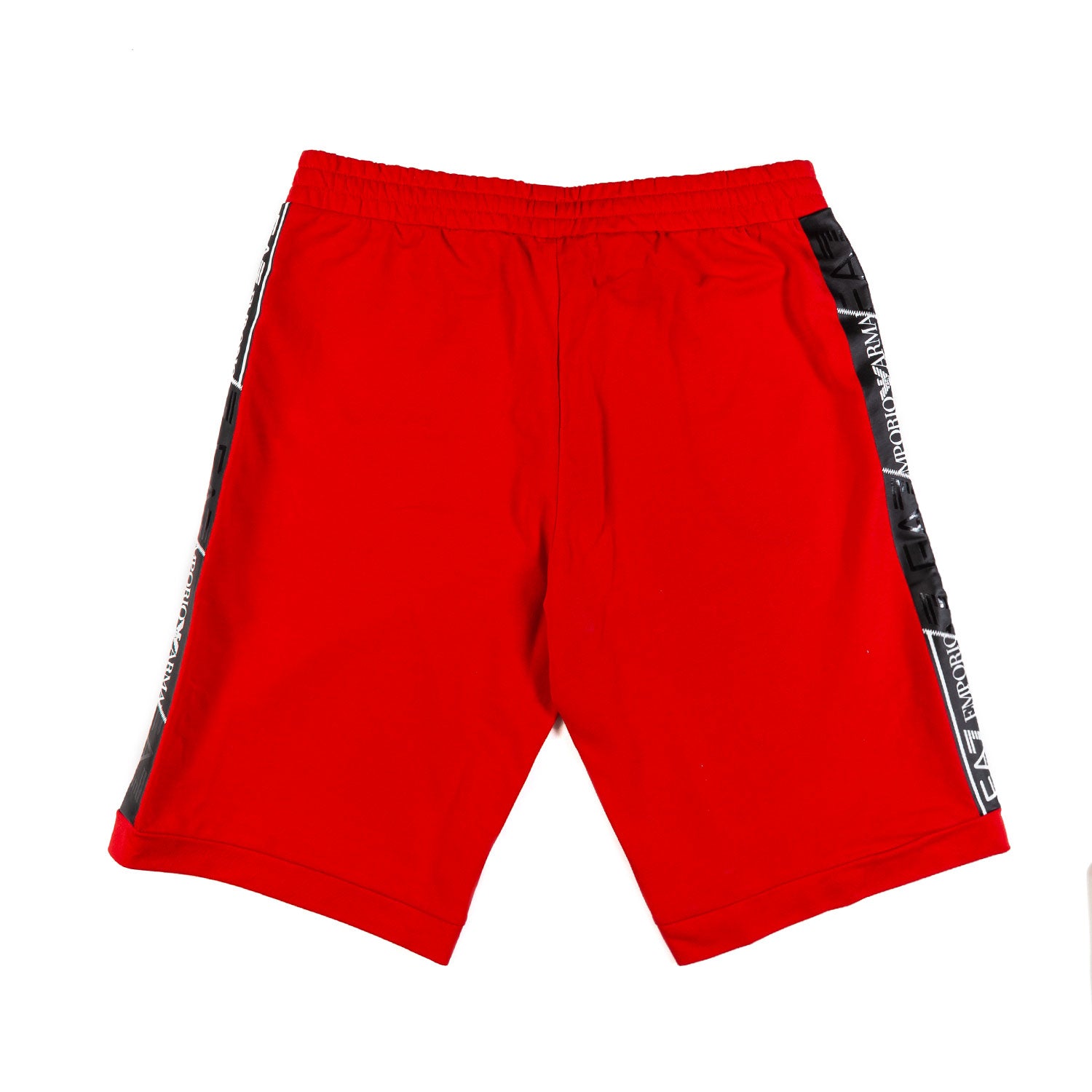 SHORTS FELPA ROSSO CON LOGO TAPE EA7 NERO E BIANCO - annameglio.com abbigliamento moda