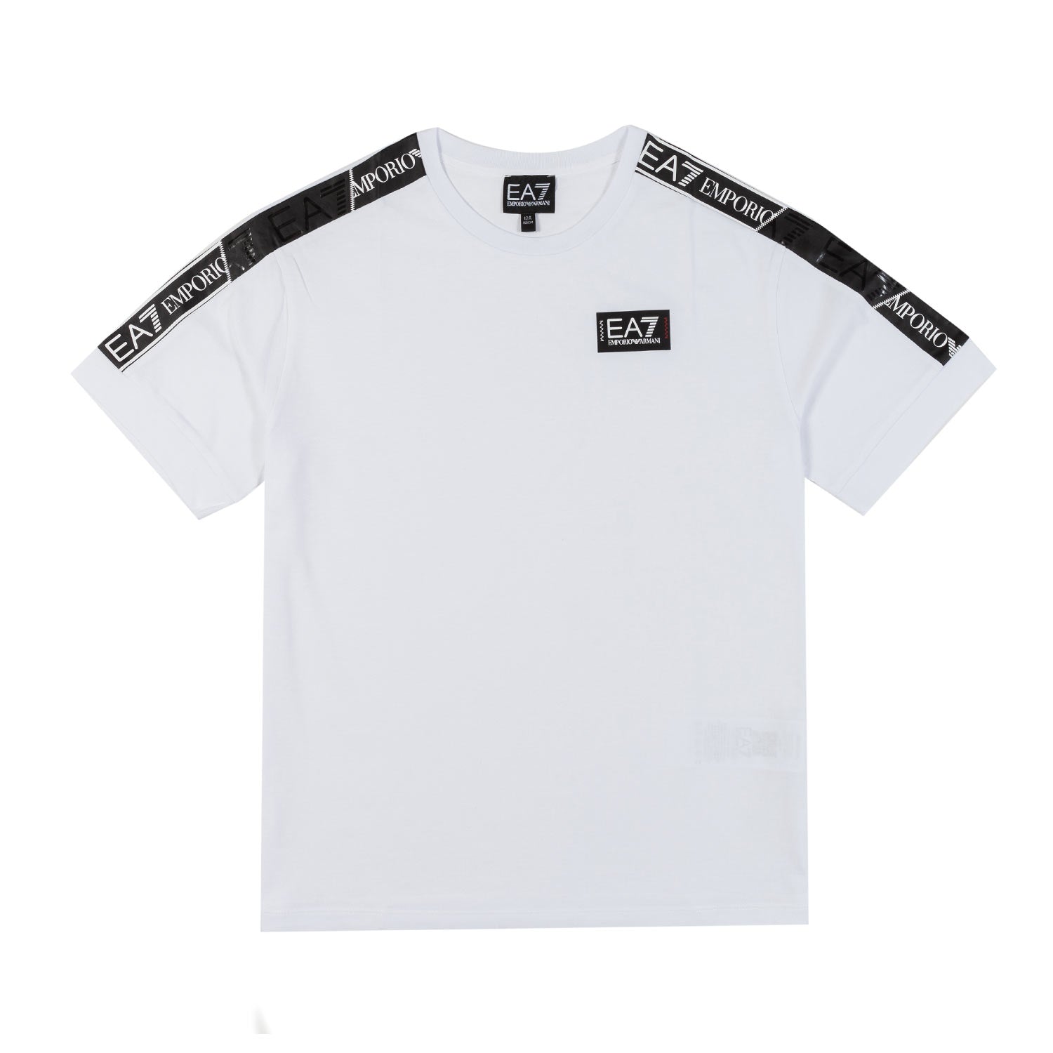 T-SHIRT BIANCA CON LOGO TAPE EA7 NERO - annameglio.com abbigliamento moda