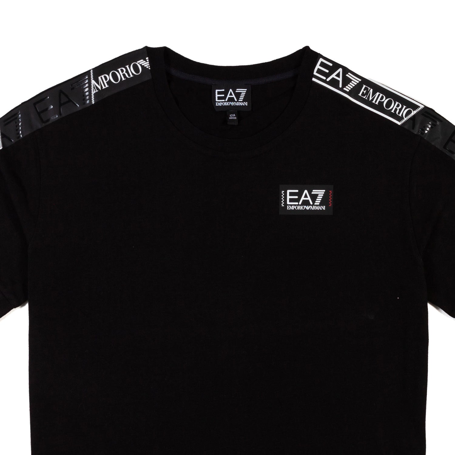 T-SHIRT NERA CON LOGO TAPE EA7 NERO E BIANCO - annameglio.com abbigliamento moda