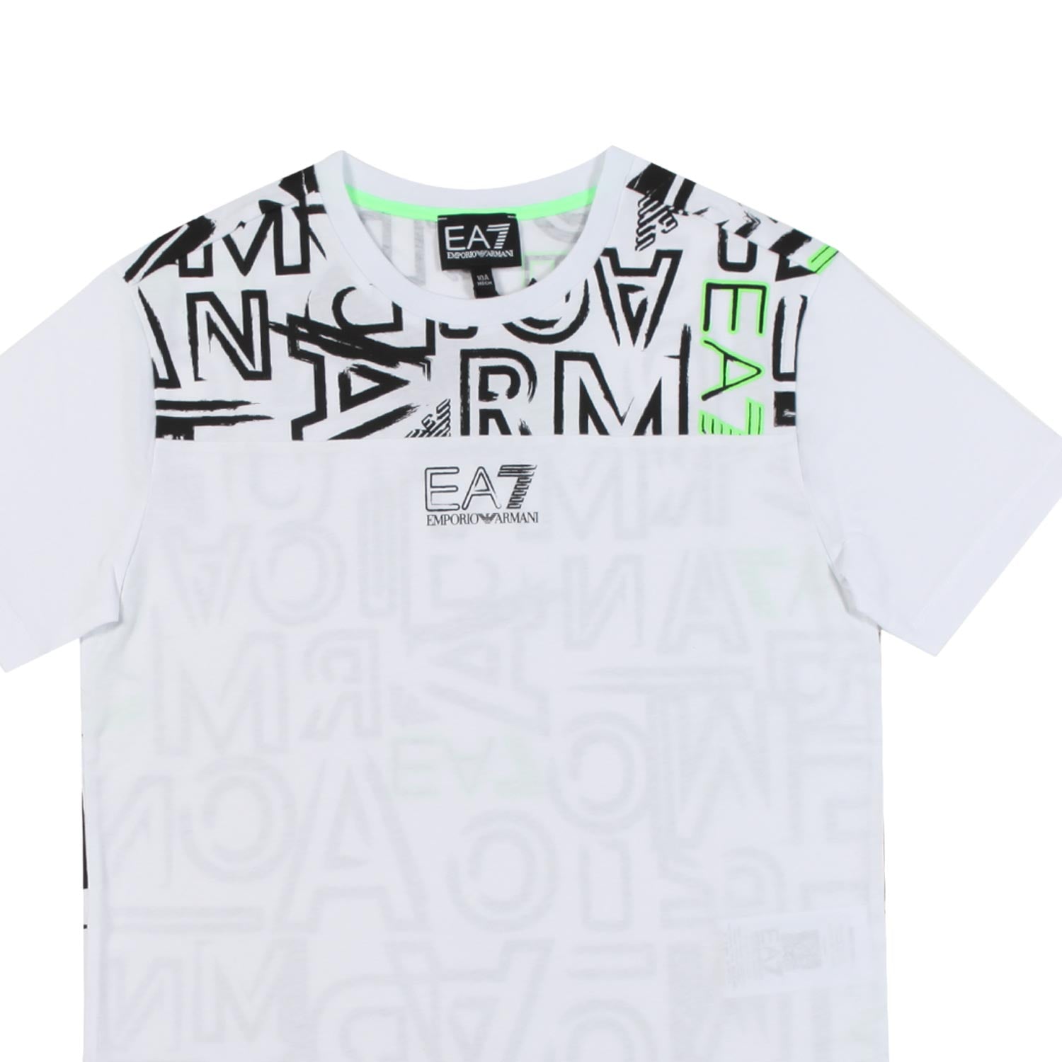 T-SHIRT bianca CON LOGHI EA7 nero-verdi - annameglio.com abbigliamento moda