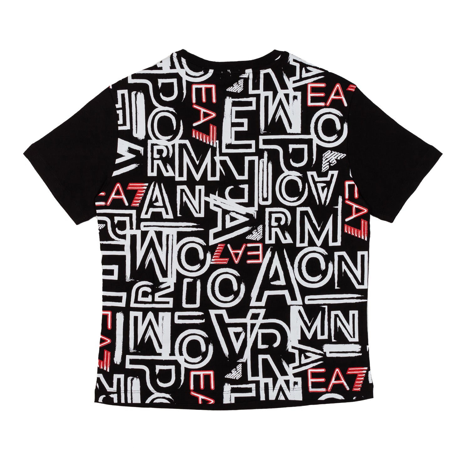 T-SHIRT NERA CON LOGHI EA7 BIANCHI E ROSSI - annameglio.com abbigliamento moda