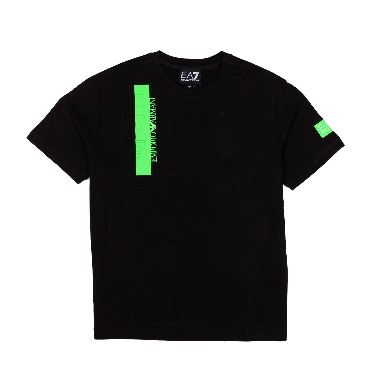T-SHIRT NERA CON LOGHI EA7 VERDE FLUO - annameglio.com abbigliamento moda