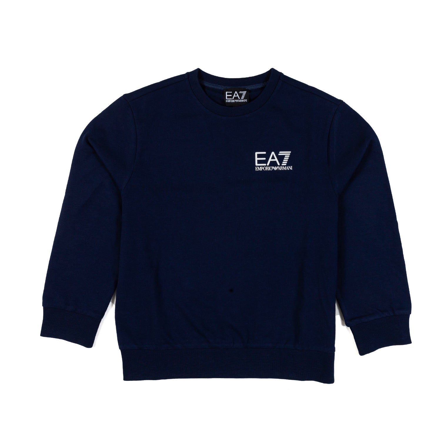 FELPA BLU NAVY CON LOGO EA7 BIANCO - annameglio.com abbigliamento moda