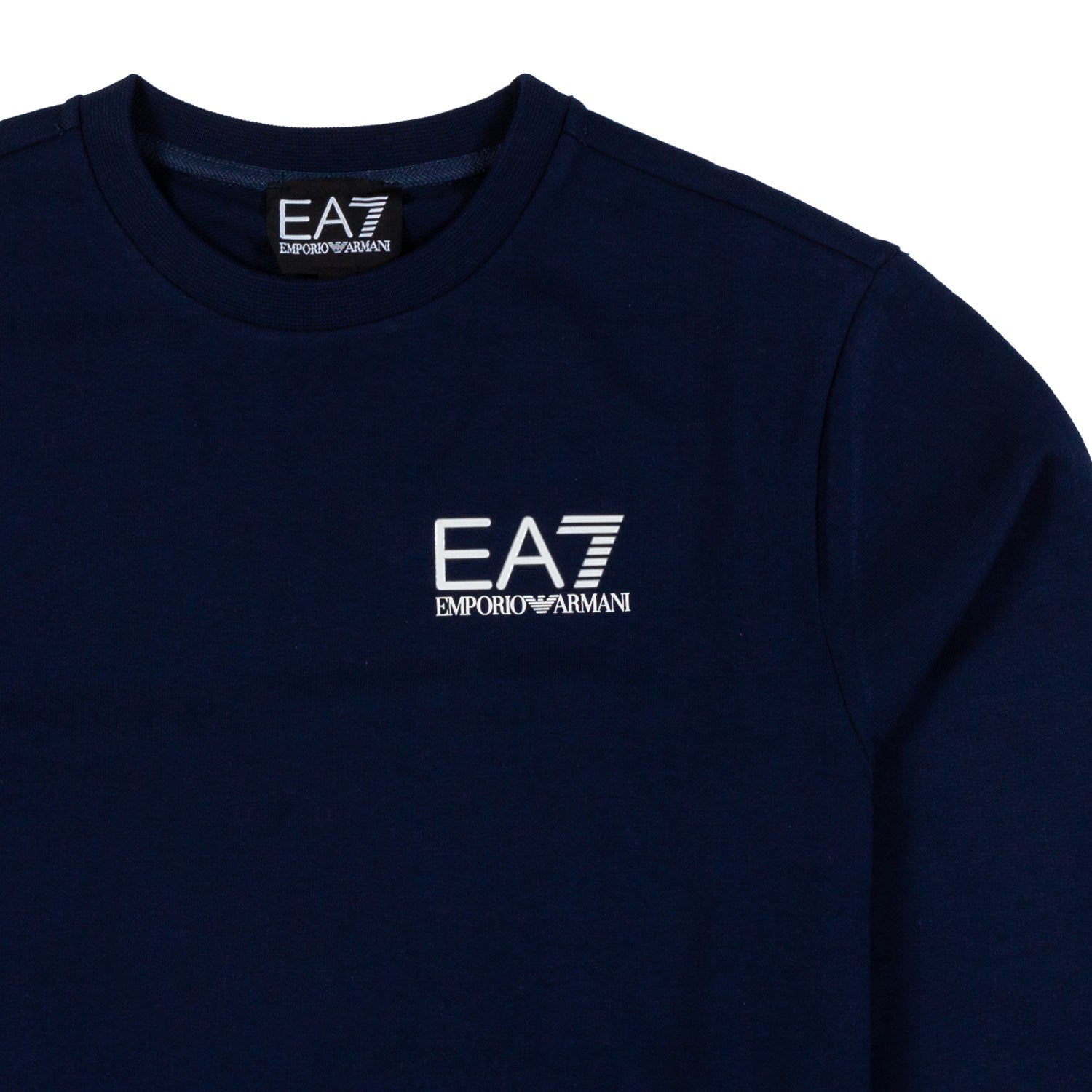 FELPA BLU NAVY CON LOGO EA7 BIANCO - annameglio.com abbigliamento moda