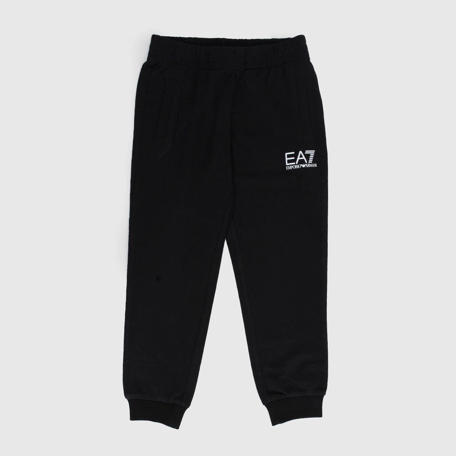 PANTALONE FELPA NERO CON LOGO GOMMATO EA7 BIANCO - annameglio.com abbigliamento moda