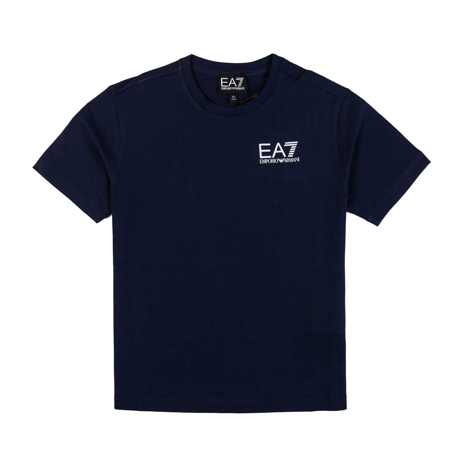 T-SHIRT BLU NAVY CON LOGO EA7 BIANCO - annameglio.com abbigliamento moda