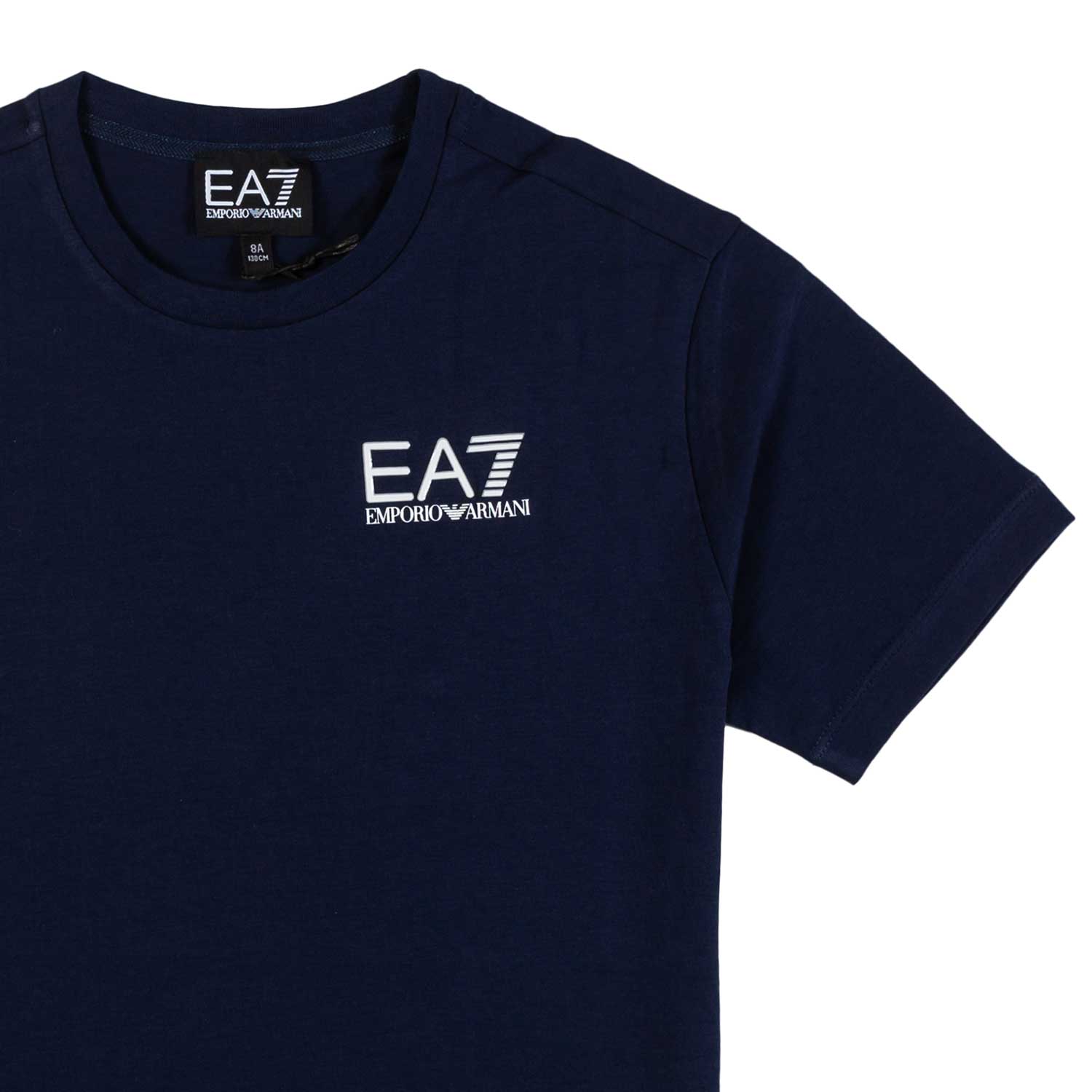 T-SHIRT BLU NAVY CON LOGO EA7 BIANCO - annameglio.com abbigliamento moda