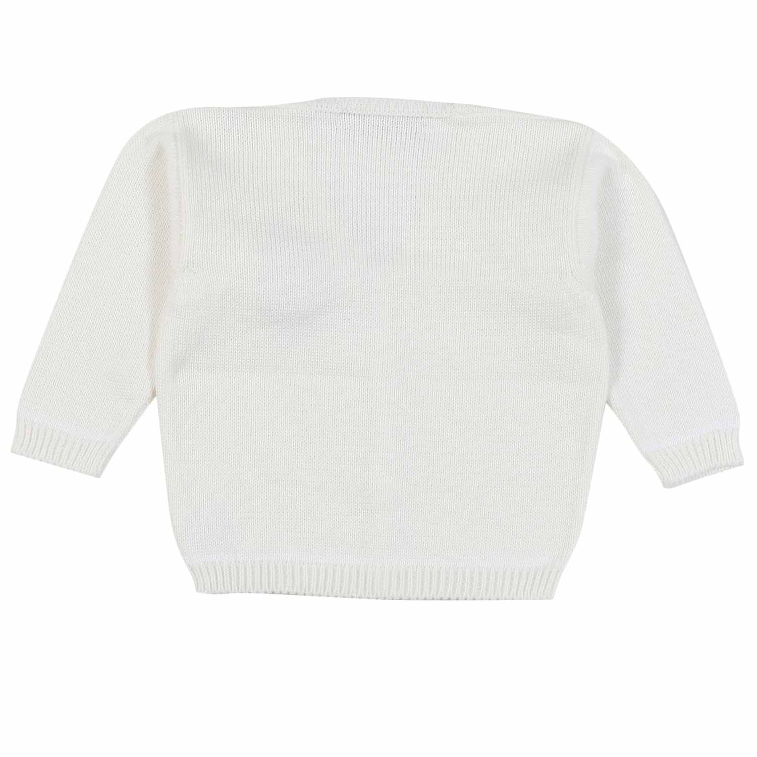 BABY CARDIGAN BIANCO CALDO CON FAZZOLETTO BEIGE - annameglio.com abbigliamento moda