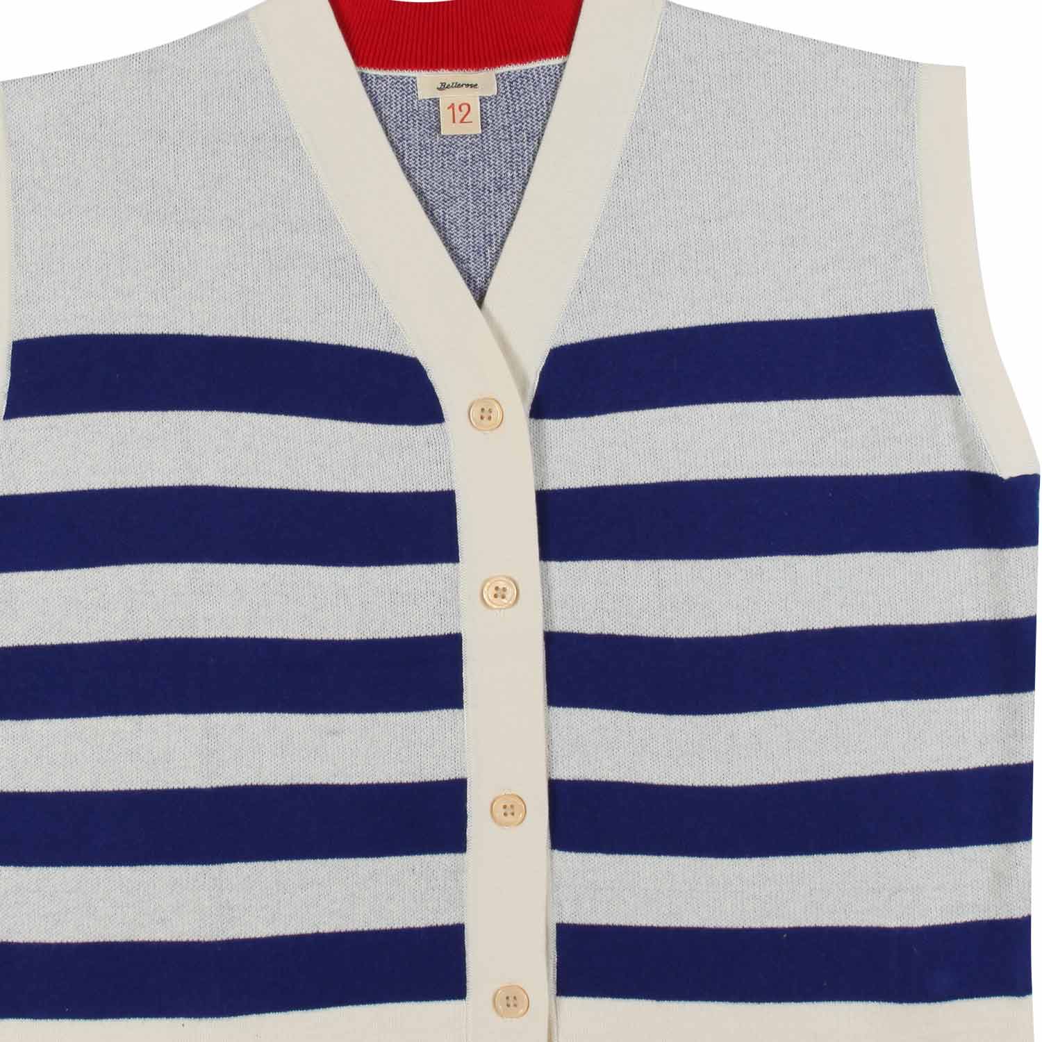 CARDIGAN GILET GEMIS PANNA CON STRISCE BLU - annameglio.com abbigliamento moda