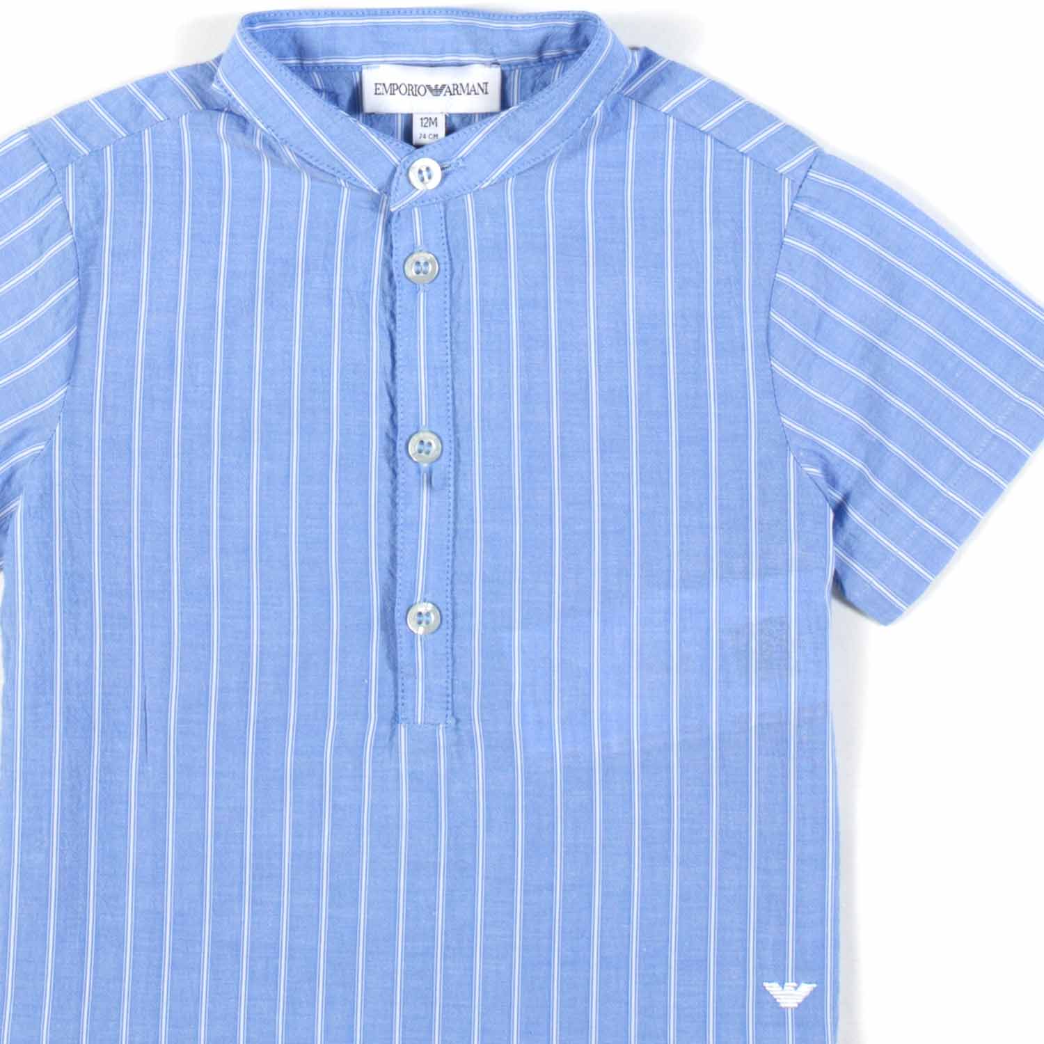 CAMICIA GURU MANICA CORTA AZZURRA A RIGHE BIMBO - annameglio.com abbigliamento moda