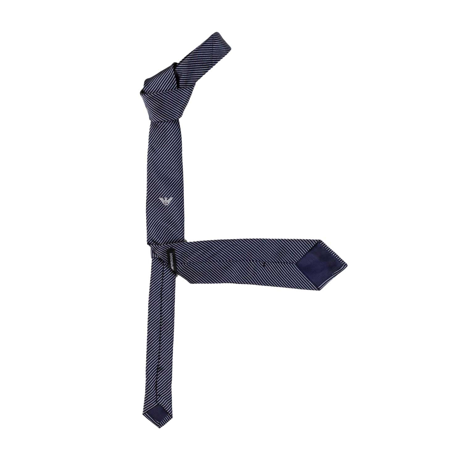 CRAVATTA DI SETA BLU CON RIGHE JACQUARD GRIGIE - annameglio.com abbigliamento moda