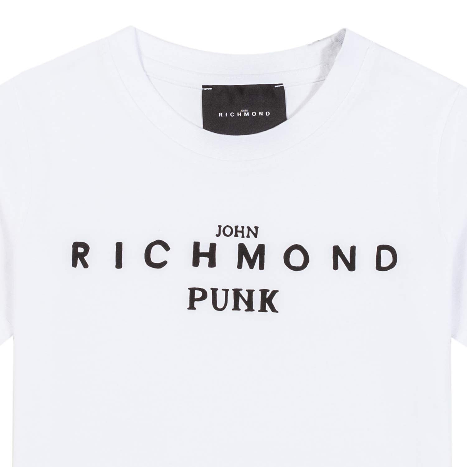 T-SHIRT BIANCA CON STAMPA LOGO NERA - annameglio.com abbigliamento moda