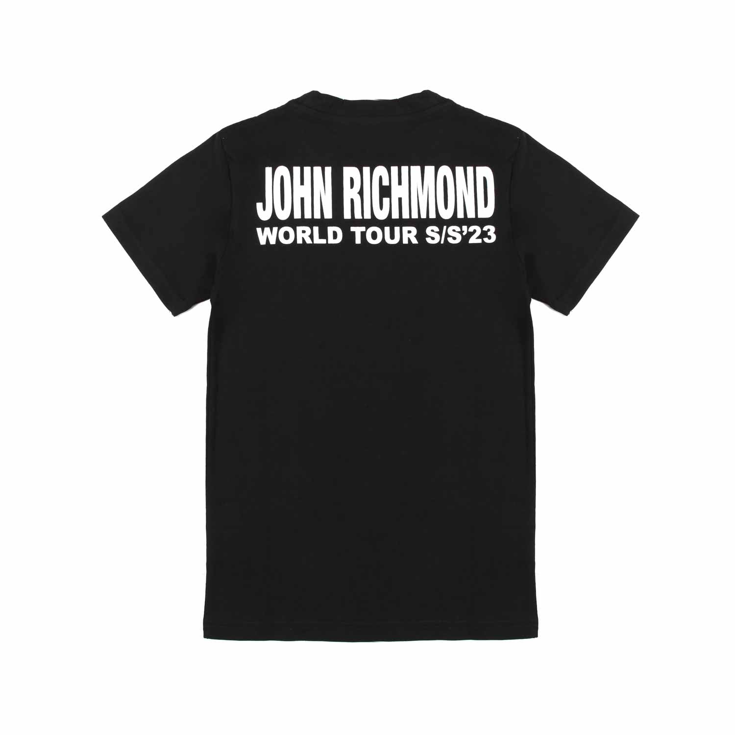 T-SHIRT UNISEX NERA CON STAMPE LOGO BIANCHE - annameglio.com abbigliamento moda