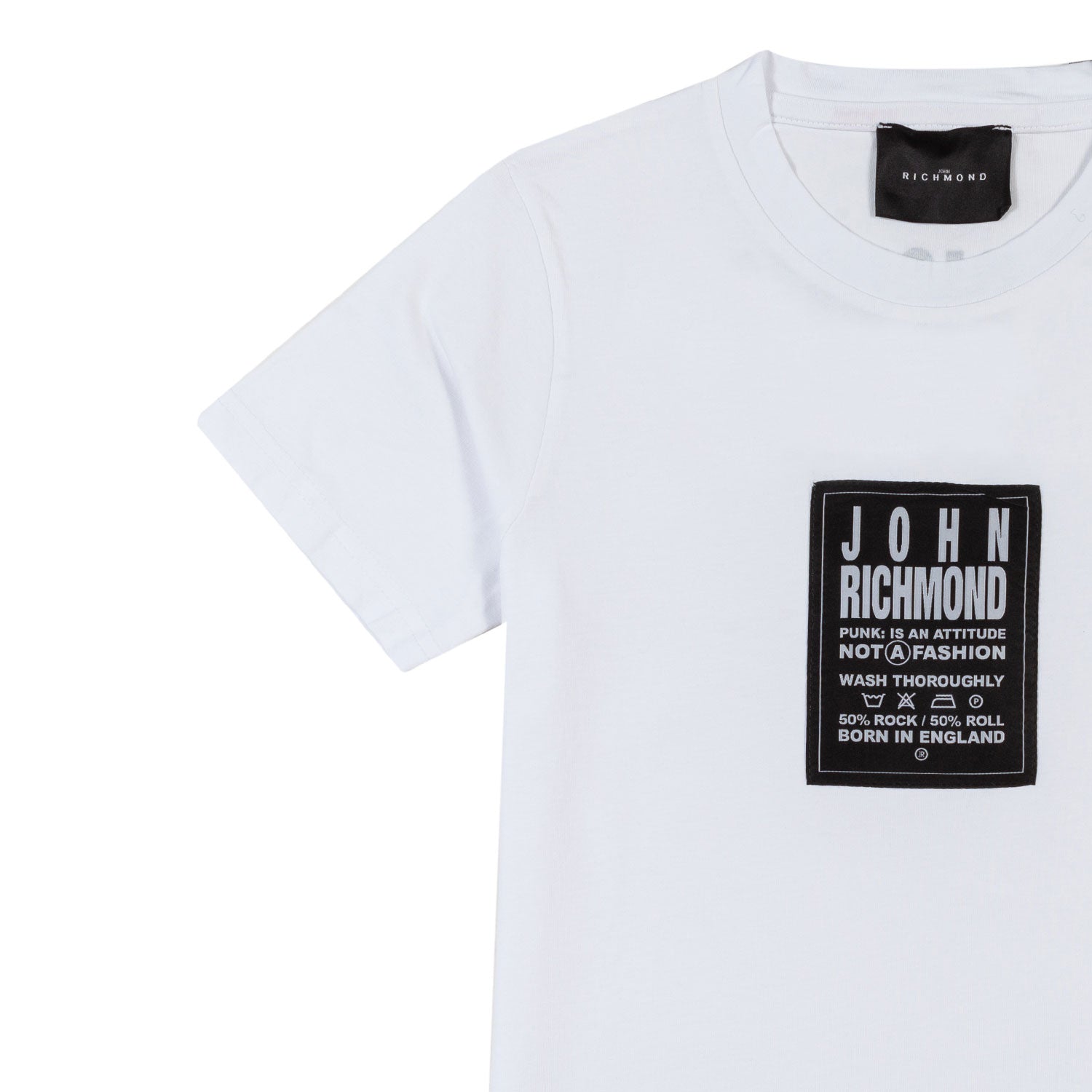 T-SHIRT BIANCA CON MAXI PATCH LOGO NERA - annameglio.com abbigliamento moda