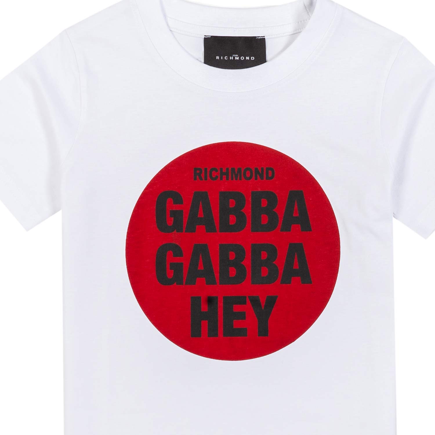 T-SHIRT BIANCA CON STAMPA ROSSA E NERA - annameglio.com abbigliamento moda