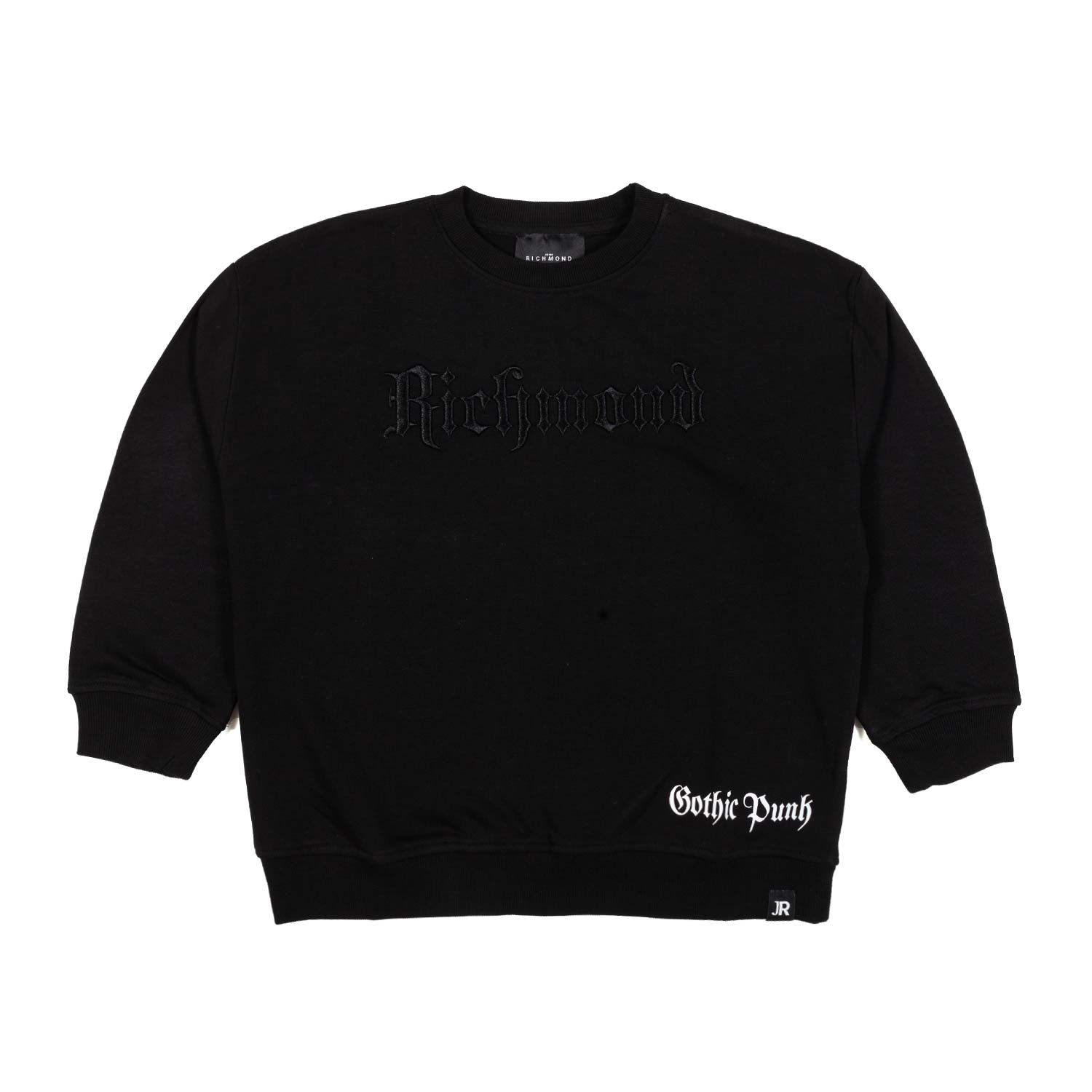 FELPA NERA CON LOGO RICAMATO IN TONO - annameglio.com abbigliamento moda