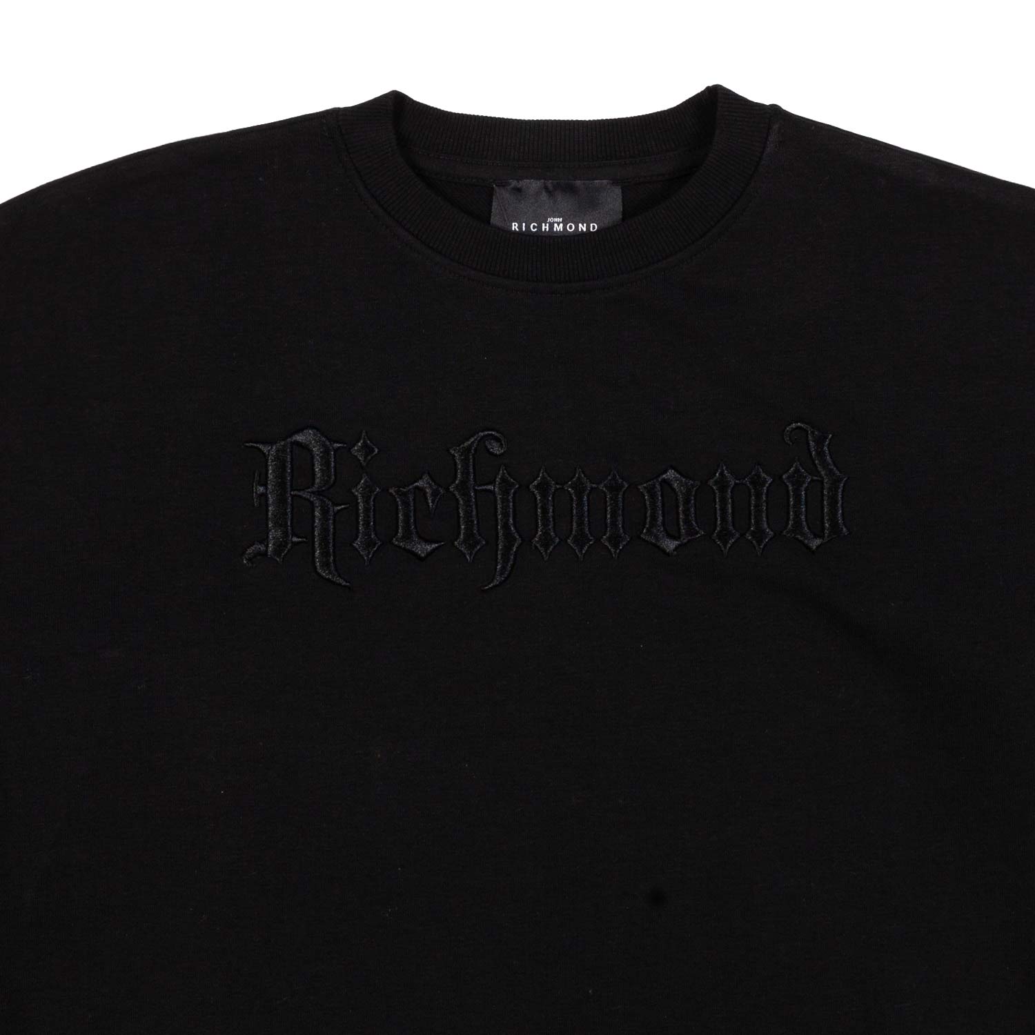 FELPA NERA CON LOGO RICAMATO IN TONO - annameglio.com abbigliamento moda