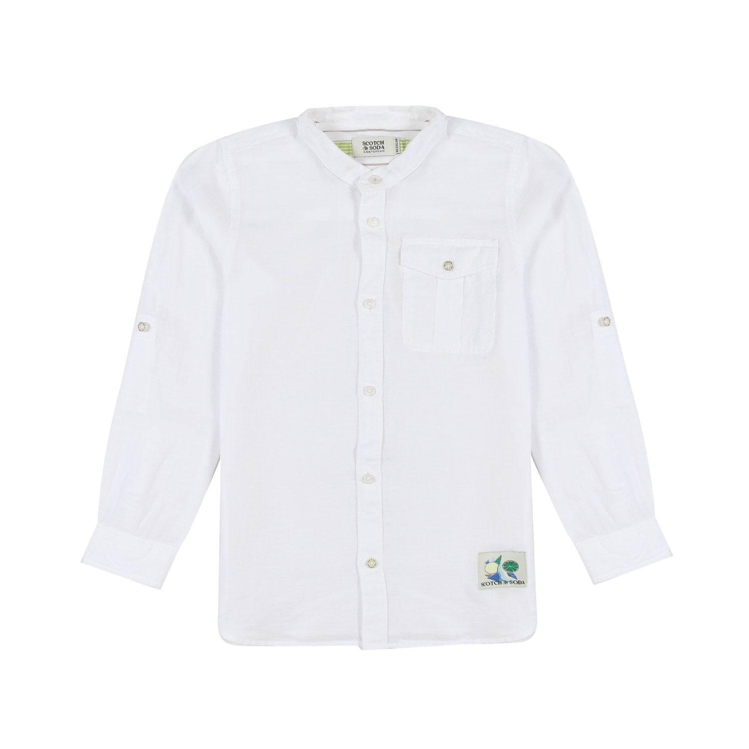 CAMICIA COREANA MISTO LINO BIANCA BAMBINO TEENAGER - annameglio.com abbigliamento moda