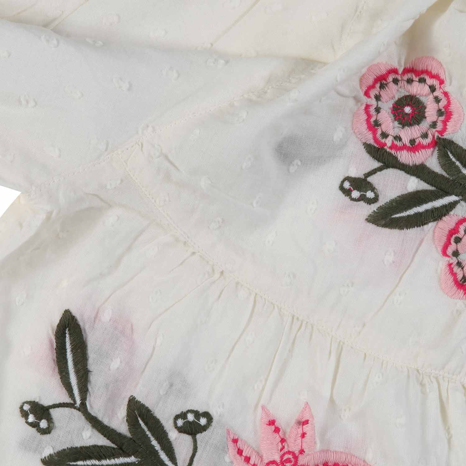 BLUSA BIANCA CON RICAMI ROSA BAMBINA E TEENAGER - annameglio.com abbigliamento moda