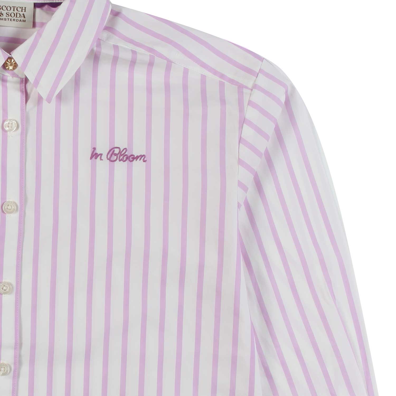 CAMICIA OVERSIZE BIANCA A RIGHE LILLA - annameglio.com abbigliamento moda